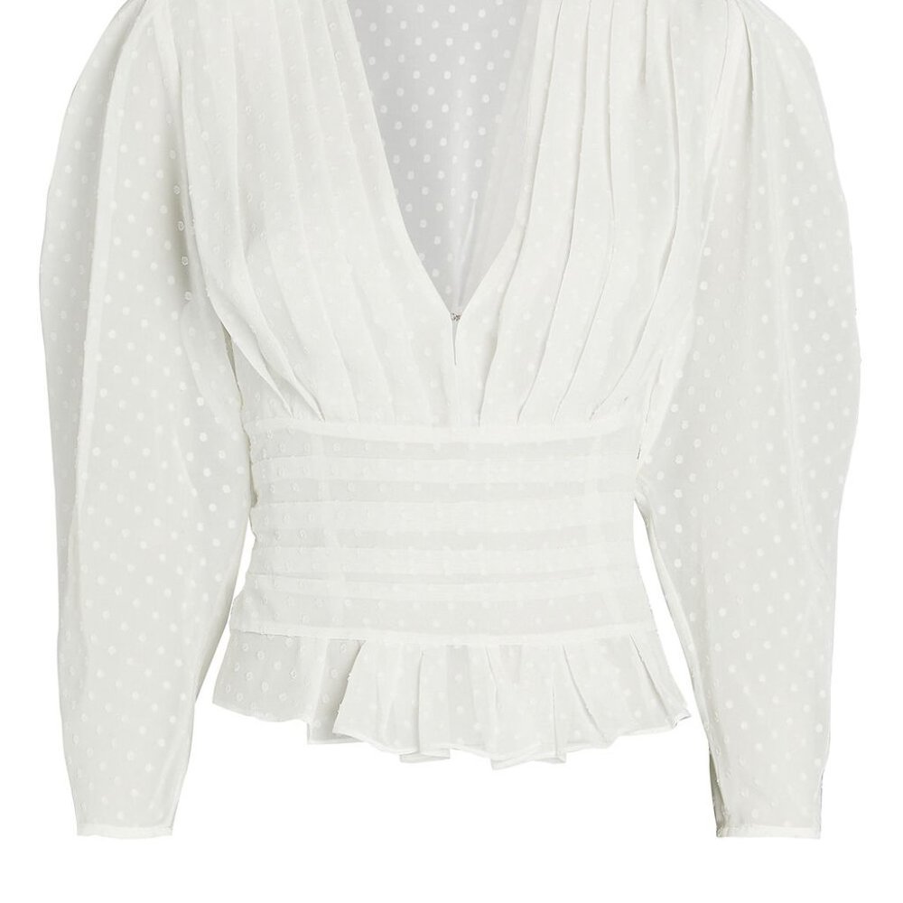 IRO Luxury  Ciotapse Pleated Swiss Dot Blouse- 70% OFF-SIZE 6